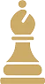 A gold chess bishop piece, depicted in a simple, stylized design with a cut on its top and a small ball on the upper tip.