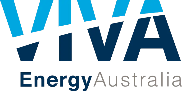 Viva Energy Australia logo with large blue and light blue text "VIVA" above smaller text "Energy Australia" in blue and grey.